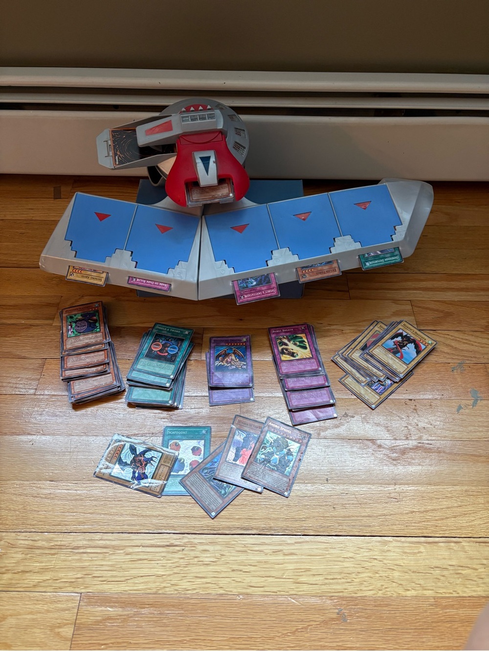 Mattel Yu-Gi-Oh! Duel Disk Card Holder and cards.